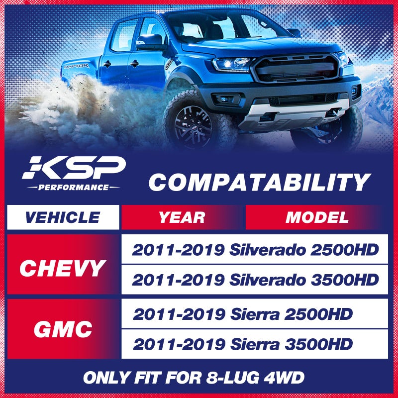 KSP PERFORMANCE مفتاح التواء KSP 1-3" لسيارات سيلفرادو سييرا 2500HD 3500HD 2011-2019، مفتاح قضيب التواء قابل للتعديل متوافق مع شاحنات شيفي جي إم سي الثقيلة، مجموعات مستوى تعليق أمامية تعمل على شاحنة 8 لوج - Image 2